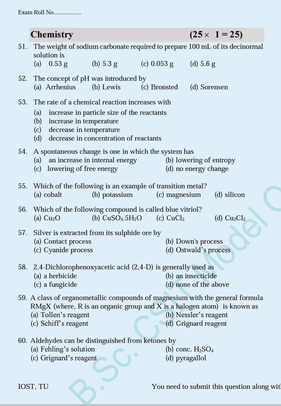 B Sc Csit Entrance Model Question Set St